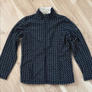 L.L. Bean Cream and Black Fleece Jacket